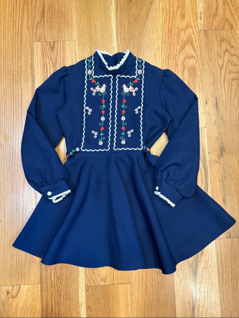 Vintage 70s Embroidered Girls Dress, Size 6x